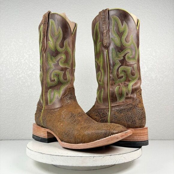 Capitan Cheyenne Brown Cowboy Boots 11.5 D Western Square Toe Rough Out Leather - Picture 1 of 10